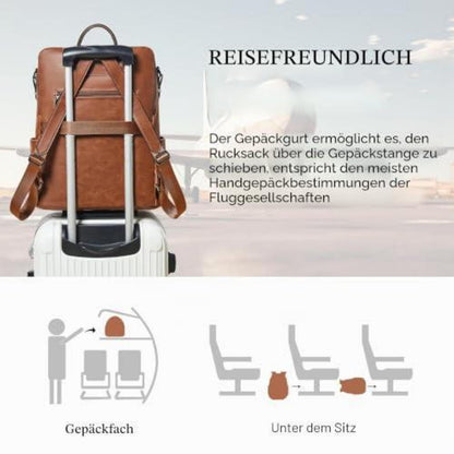 Rucksack Damen Laptopfach 15,6 Zoll Wasserdicht Business in Lederoptik