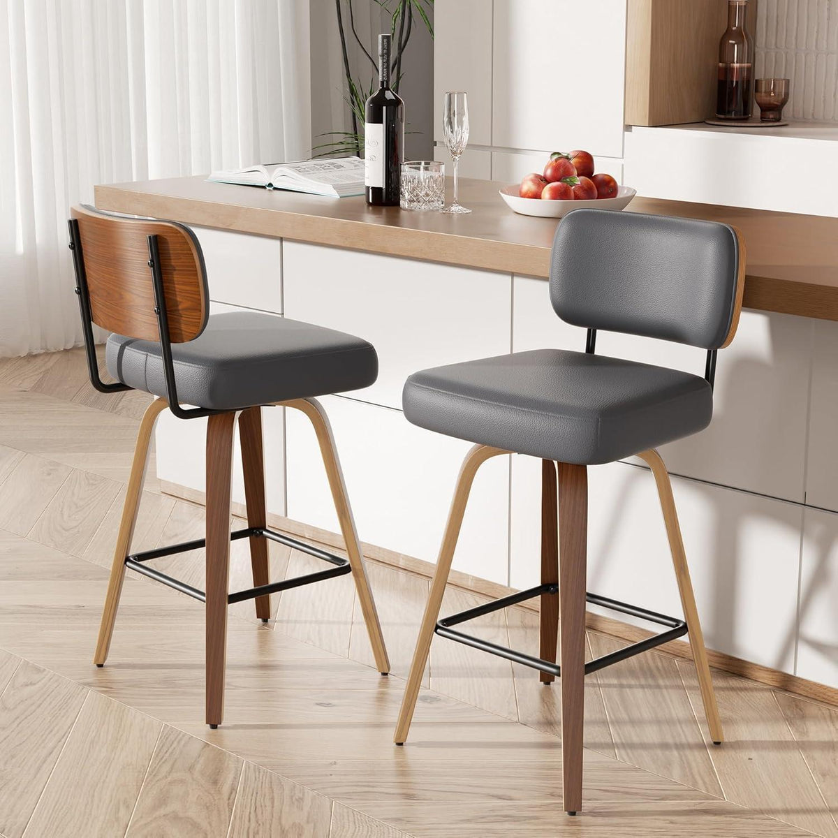 Drehbarer Barhocker 4er Set Dunkelgrau, 65cm Sitzhöhe