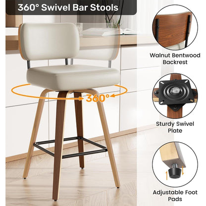 Drehbarer Barhocker 4er Set – Mid-Century Design, 65cm