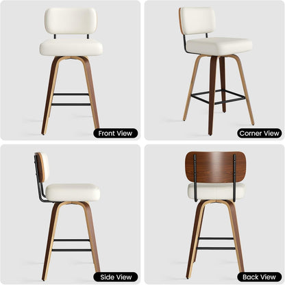 Drehbarer Barhocker 4er Set – Beige, 65cm Sitzhöhe, Mid-Century