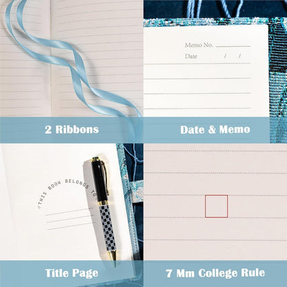 Besticktes Tagebuch mit Schloss – Liniertes Notizbuch mit Stift