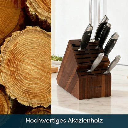 Messerblock aus Akazienholz – 20 Schlitze, leer