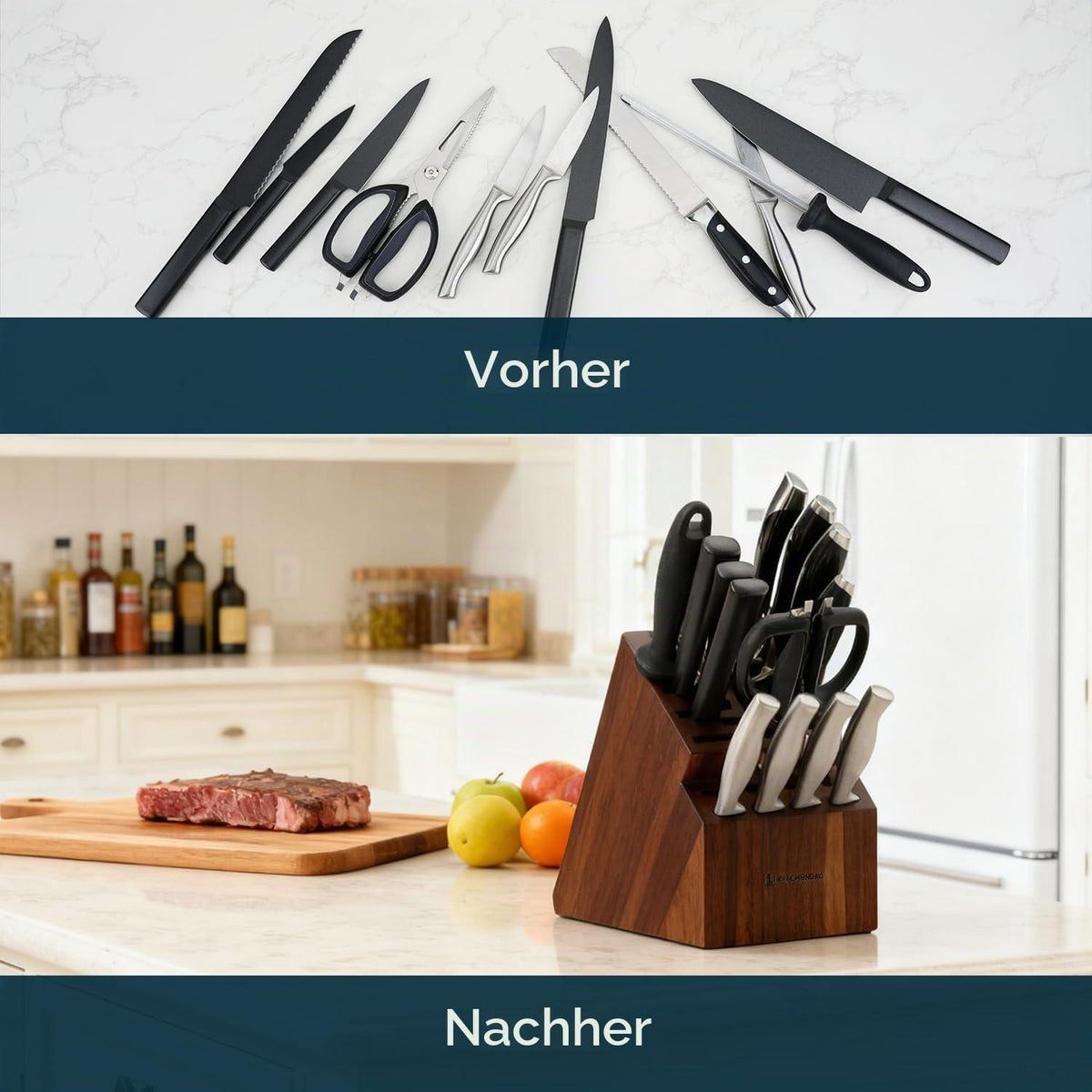 Messerblock aus Akazienholz – 20 Schlitze, leer