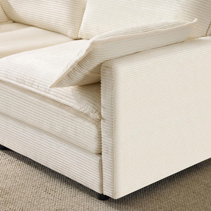 2-Sitzer Cord Sofa | Modernes Mini Sofa 176cm Beige