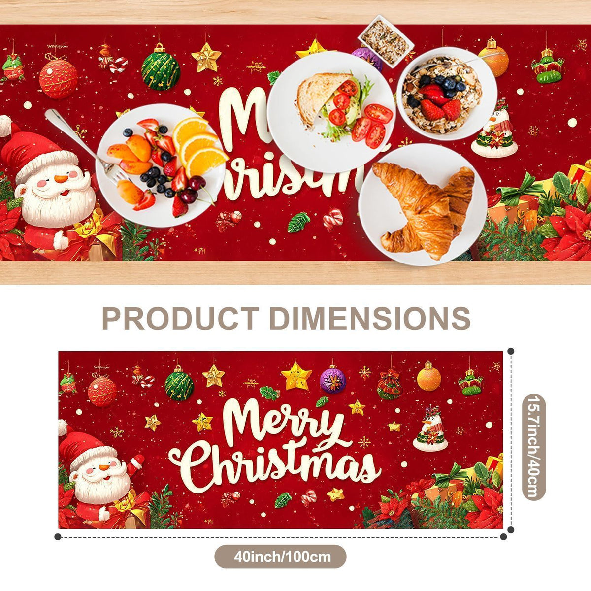 Tischläufer Weihnachten Rot Frohe Weihnachten 40x100 cm
