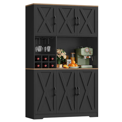 Küchenschrank 106x180 cm Schwarz | Buffetschrank mit 6 Türen