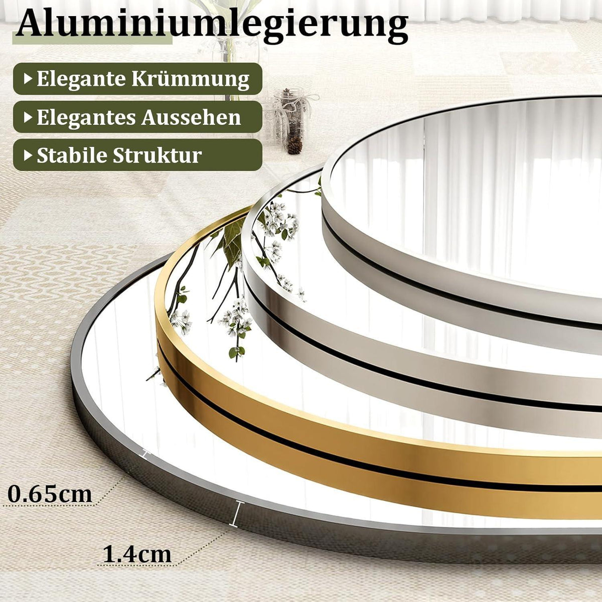 Ganzkörperspiegel Rundbogen 142x52cm – Stand- & Wandspiegel Weiß