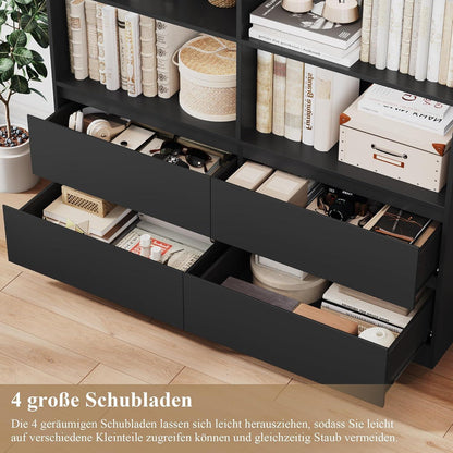 Bücherregal mit 4 Schubladen & 8 Fächern – 120x30x180cm
