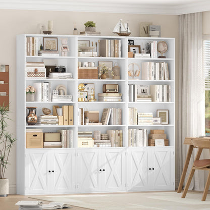 209 cm Bücherregal mit Türen & verstellbaren Regalböden