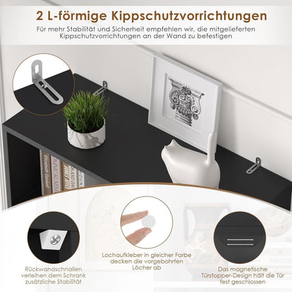 209 cm Bücherregal mit Türen & verstellbaren Regalböden