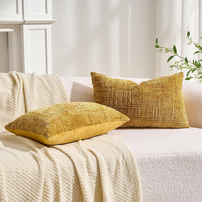 Gelber Chenille Kissenbezug 30x50 cm - 2er Set