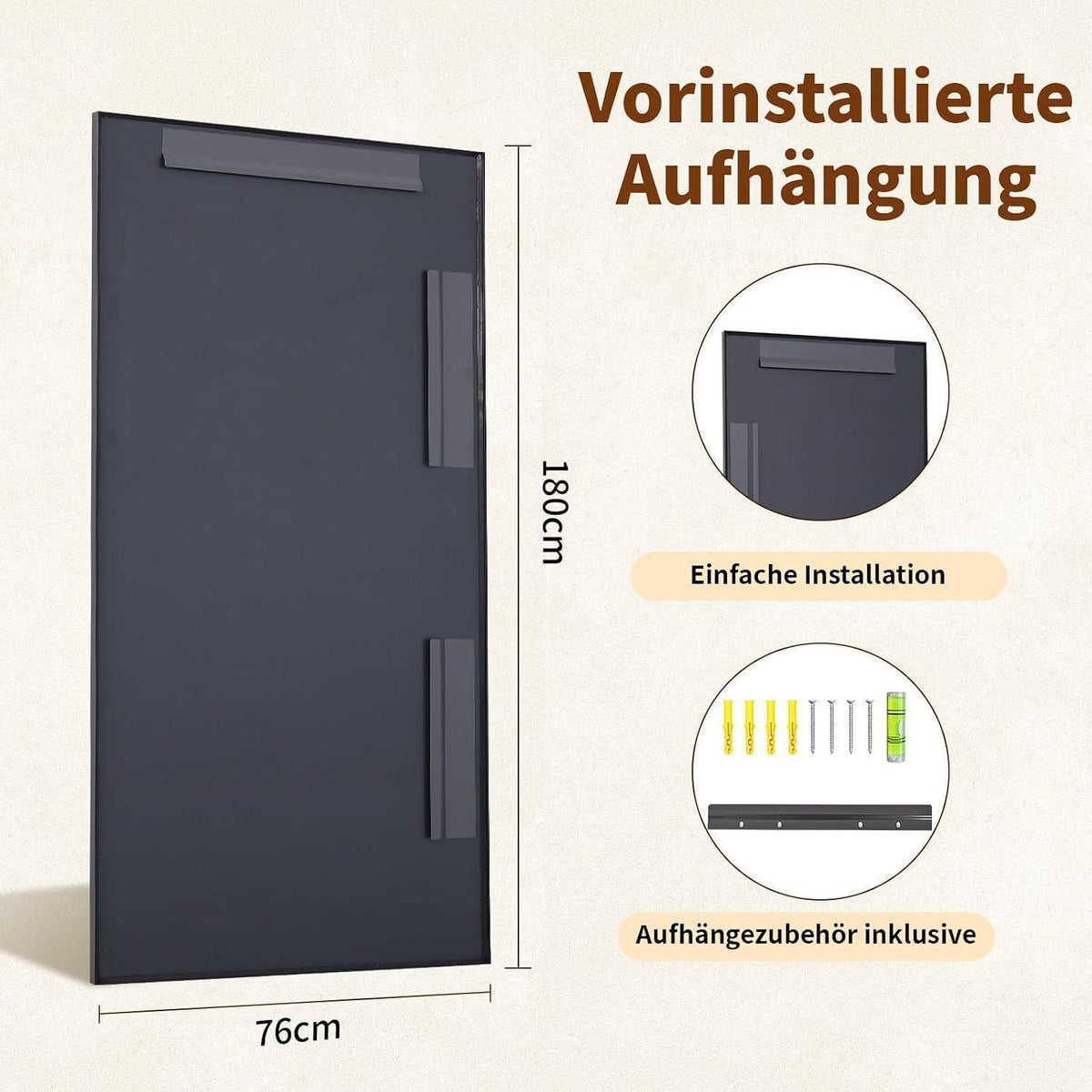 Großer Standspiegel 180x76 cm | Dekorativer Ganzkörperspiegel