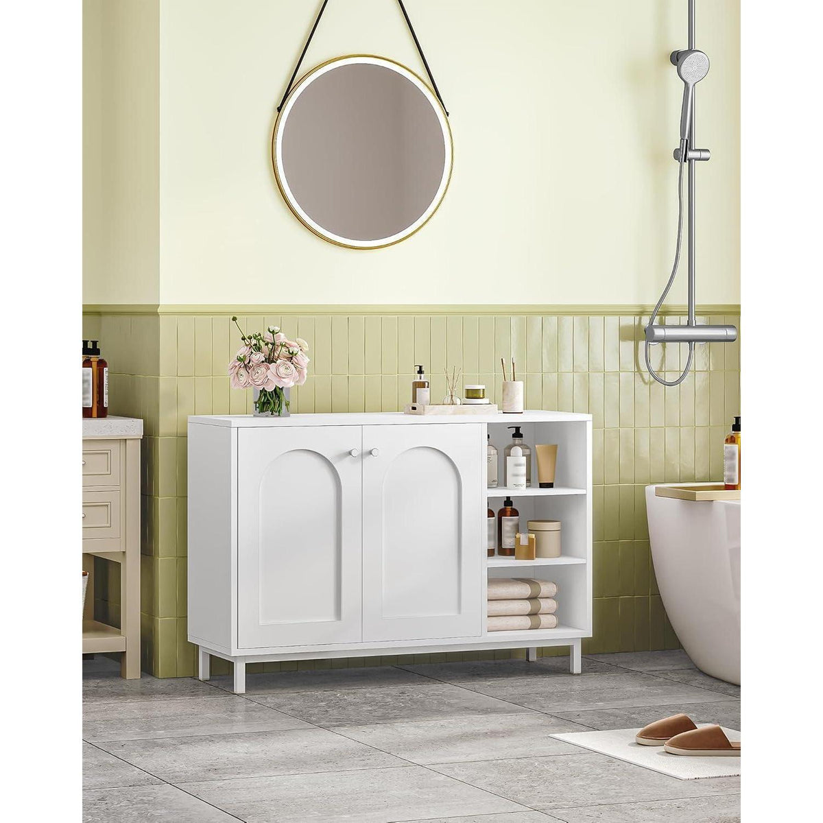 Weißer Badezimmerschrank mit 2 Türen & verstellbarem Regal