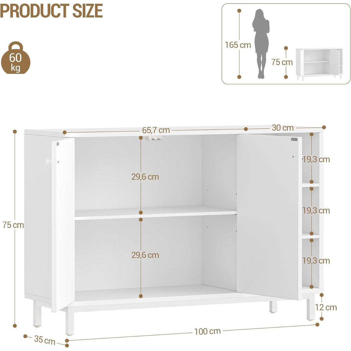 Weißer Badezimmerschrank mit 2 Türen & verstellbarem Regal