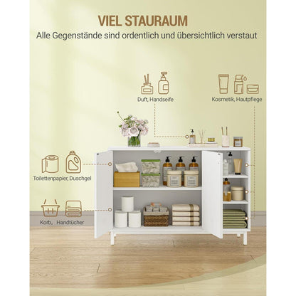 Weißer Badezimmerschrank mit 2 Türen & verstellbarem Regal