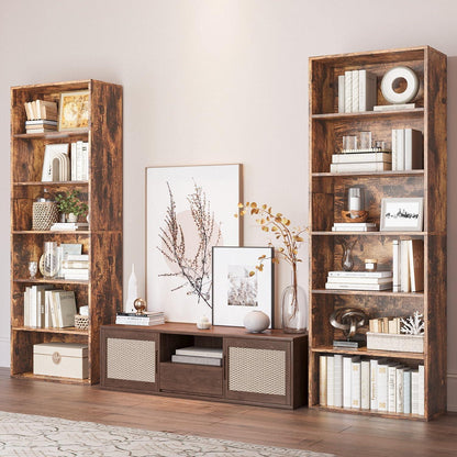 Bücherregal Holz 6 Ebenen - Modernes Standregal Braun