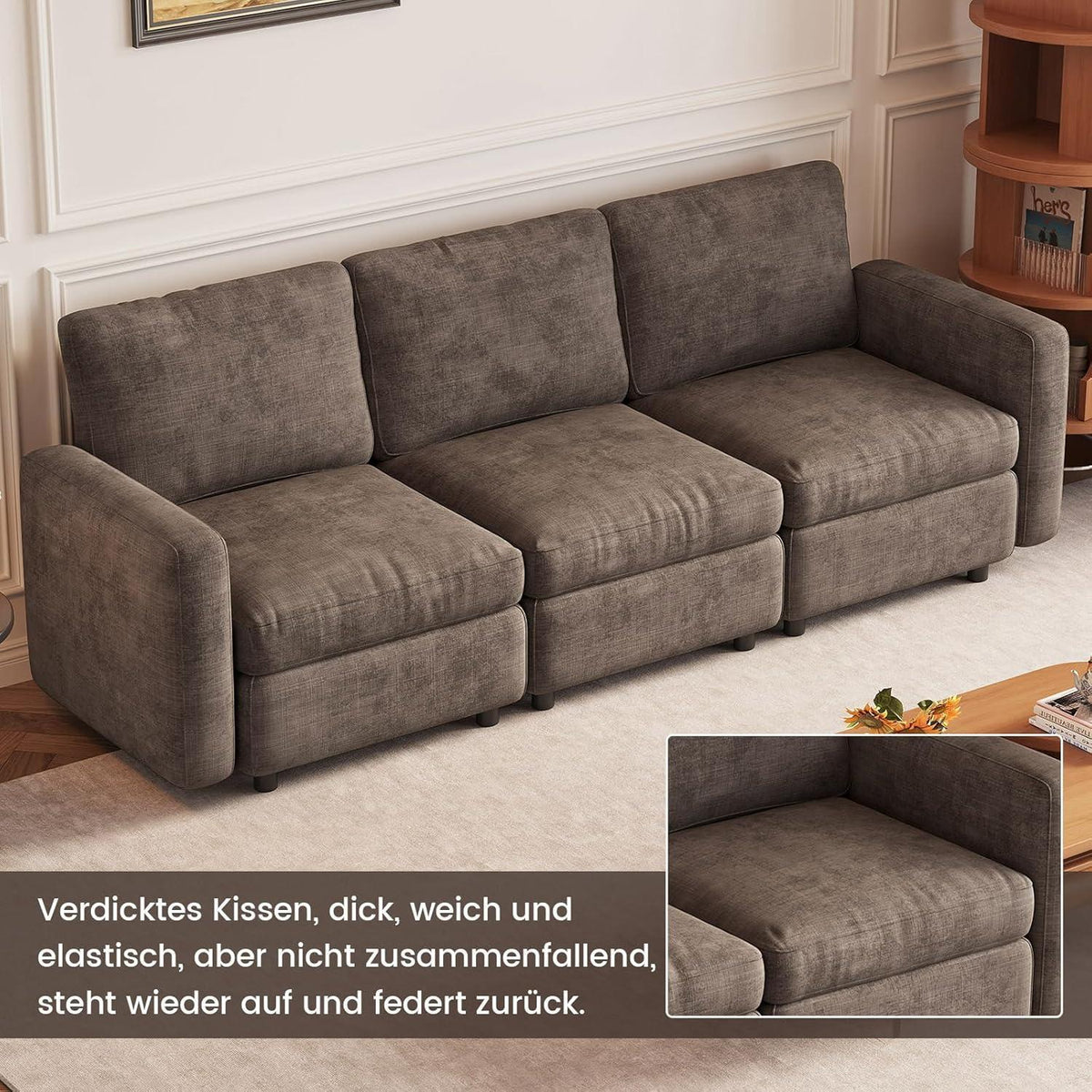 Modernes 5-Sitzer Sofa aus Velours in Braun