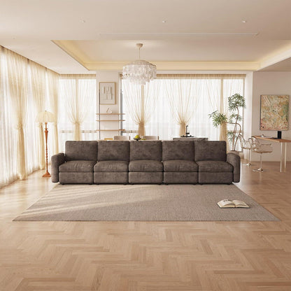 Modernes 5-Sitzer Sofa aus Velours in Braun