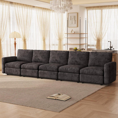 Modernes 5-Sitzer Sofa Grau – Modulares Velours Sofa für Wohnzimmer
