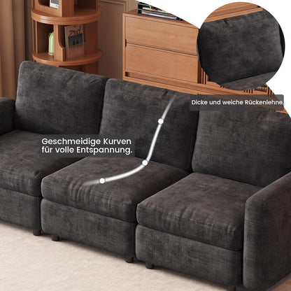 Modernes 5-Sitzer Sofa Grau – Modulares Velours Sofa für Wohnzimmer
