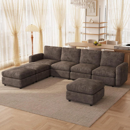 Modulares Ecksofa Braun mit Hocker & Stauraum – Bequemes Sofa