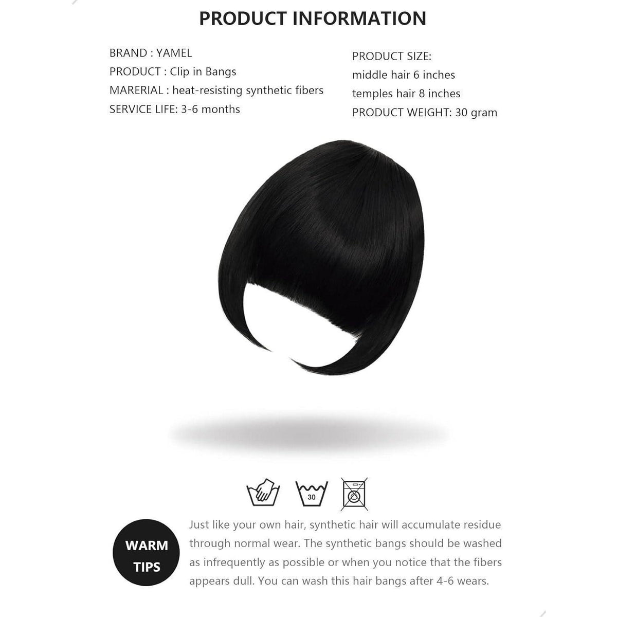 Synthetischer Pony Clip – Natürliches Braun & Verschiedene Farben