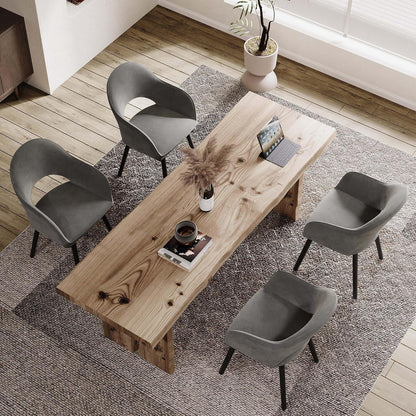 Esszimmerstühle Set 2 Dunkelgrau Samt mit Holzbeinen