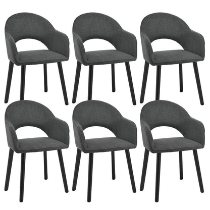Esszimmerstühle Set 6er mit Armlehne Schwarzgrau Holzbeine