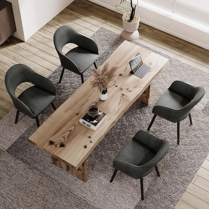 Esszimmerstühle Set 4er mit Armlehne Schwarzgrau Holzbeine