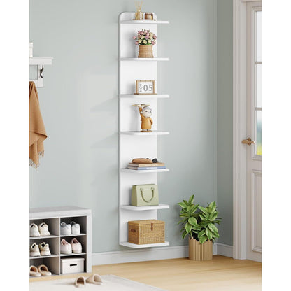 Standregal mit 7 Ebenen – Weißes Bücherregal für Wohnzimmer