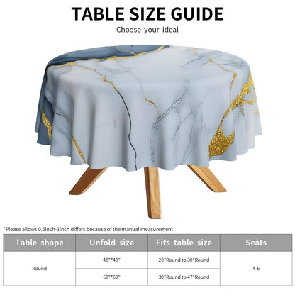 Runde Weihnachtliche Tischdecke 152 cm – Blauer Marmor Design
