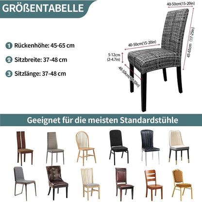 Stretch Stuhlhussen 6er Set – Grau Schwarz Graffiti Muster