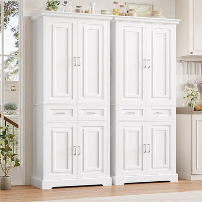 Hochschrank mit 4 Türen & Schublade – Weißes Küchenbuffet 180cm