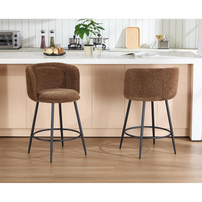 Barhocker 2er Set Braun – Chenille, Modern & Komfortabel