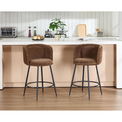 Barhocker 2er Set Braun – Chenille, Modern & Komfortabel
