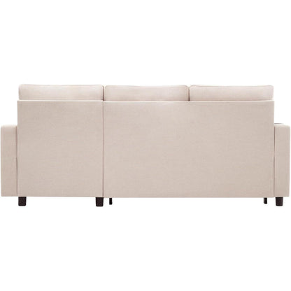 Modulares Schlafsofa L-Form mit Stauraum & Getränkehalter (Beige)