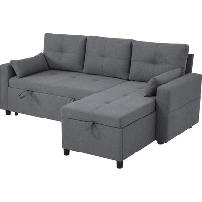 Modulares Schlafsofa mit Stauraum & Getränkehalter – Grau