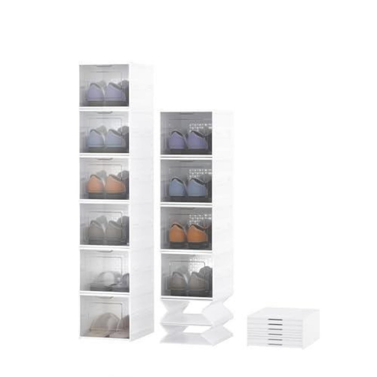 Faltbare Schuhboxen 12er Set – Platzsparend & Stapelbar