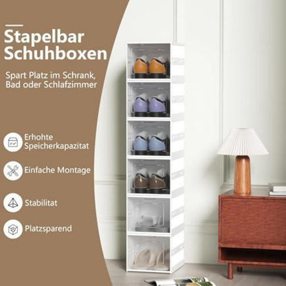 Faltbare Schuhboxen 12er Set – Platzsparend & Stapelbar