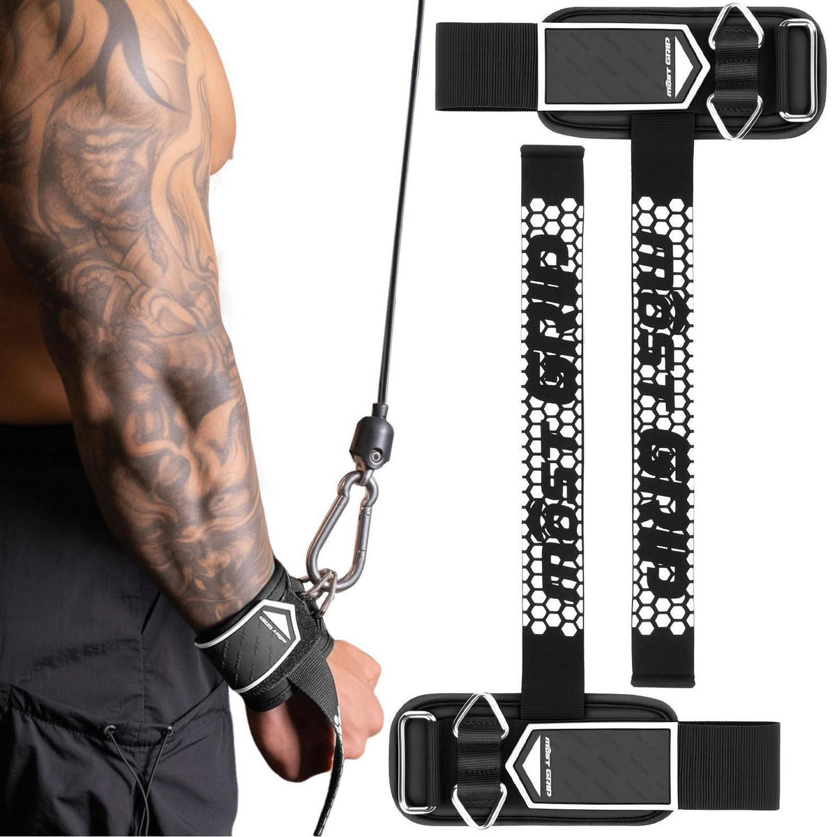 2-in-1 Zughilfen Krafttraining mit D-Ringen, Größe M (17-23cm)