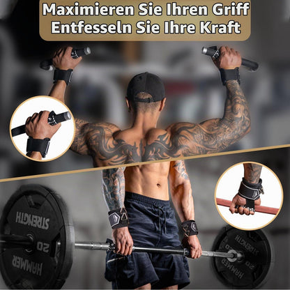 2-in-1 Zughilfen Krafttraining mit D-Ringen, Größe M (17-23cm)