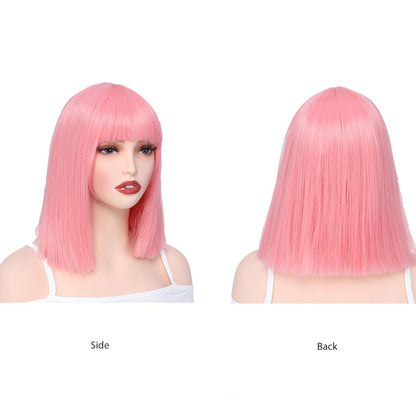 Rosa Bob Perücke mit Pony – 13 Zoll Synthetik