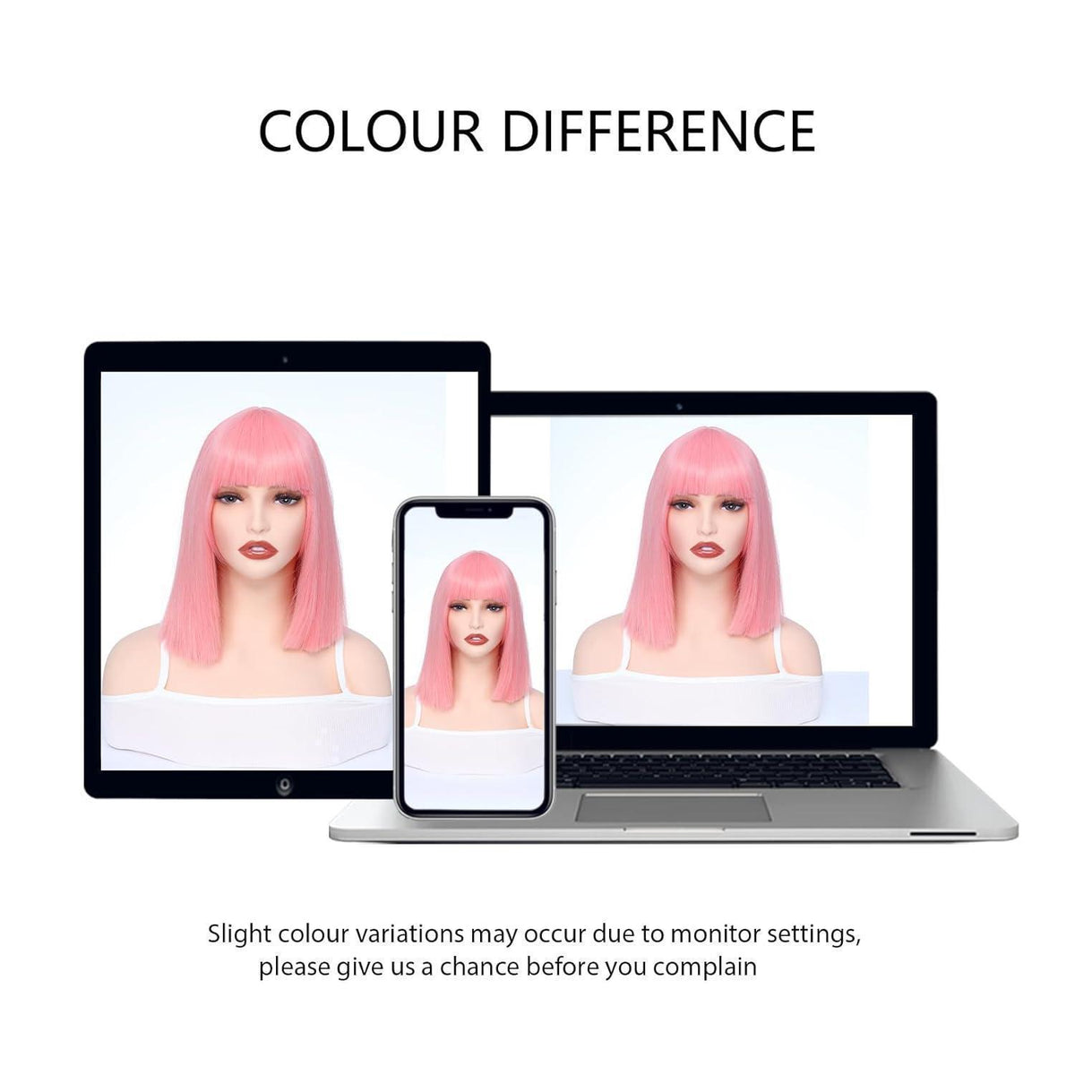 Rosa Bob Perücke mit Pony – 13 Zoll Synthetik