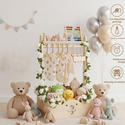 Baby Geschenkset Boho | Taufe & Babyparty Korb mit Kleiderbügel