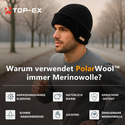Merino Wollmütze mit Ohrenklappen & Fleecefutter Wasserdicht Unisex M-XXL