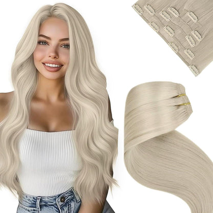 Echthaar Clip-in Extensions Blond 45cm - Voller Kopf