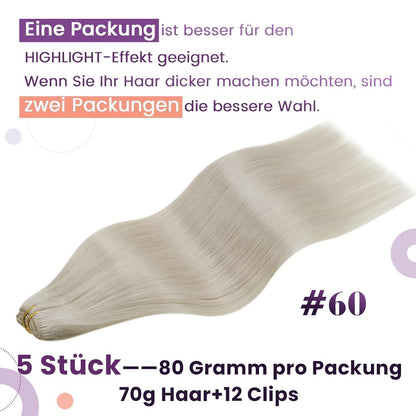 Echthaar Clip-in Extensions Blond 45cm - Voller Kopf