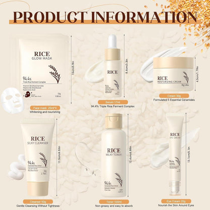 Koreanisches Reis Skincare Set – 9-teiliges Hautpflege Geschenk