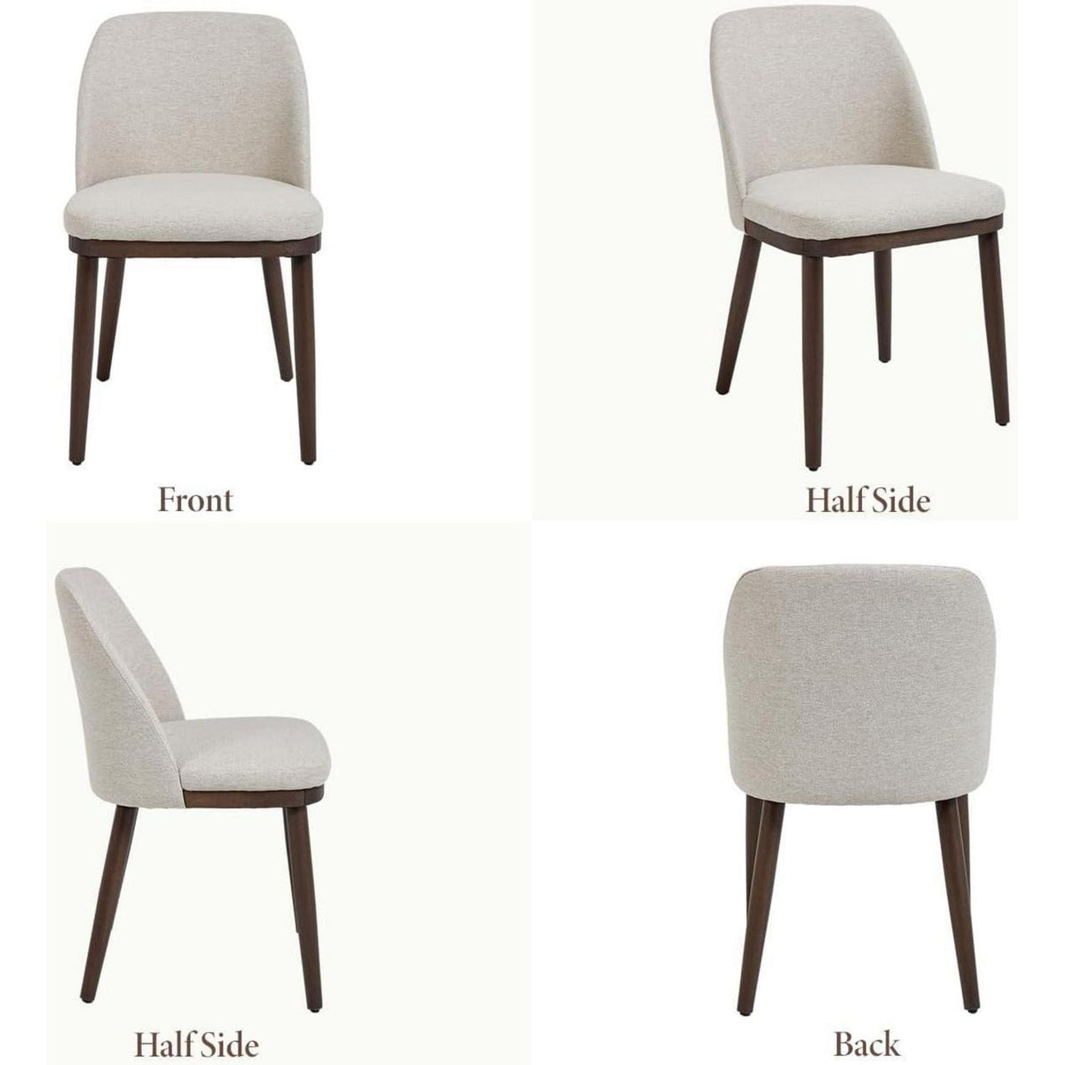 Esszimmerstühle 2er Set, Beige Polsterstuhl mit Holzbeinen