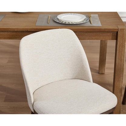Esszimmerstühle 2er Set, Beige Polsterstuhl mit Holzbeinen